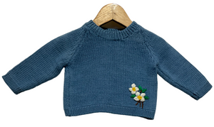 Organic Wool | Pullover | Indigo | Size-6 Month - Mojopanda Organic Store