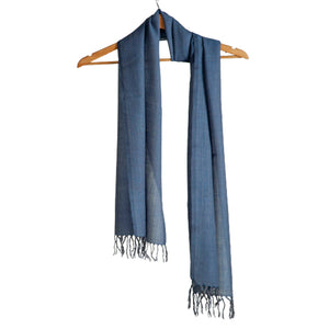 Woolen Mufflers |Blue & White |35x190 cm | - Mojopanda Organic Store