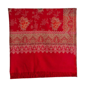 Woolen Stoles & Shawls | Red & Multi | 100x210 CM | - Mojopanda Organic Store