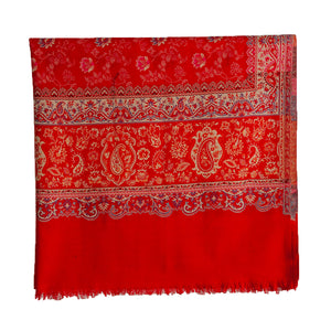 Woolen Stoles & Shawls | Red & Multi | 100x210CM | - Mojopanda Organic Store