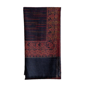 Woolen Stoles & Shawls | Black & Multi | 210x105 CM | - Mojopanda Organic Store