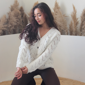 Kaze Woolen Cardigan – Light, Breezy Elegance in Handknitted Wool - Mojopanda Organic Store