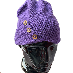 Crochet Women Cap | 100% Wool | Purple - Mojopanda Organic Store