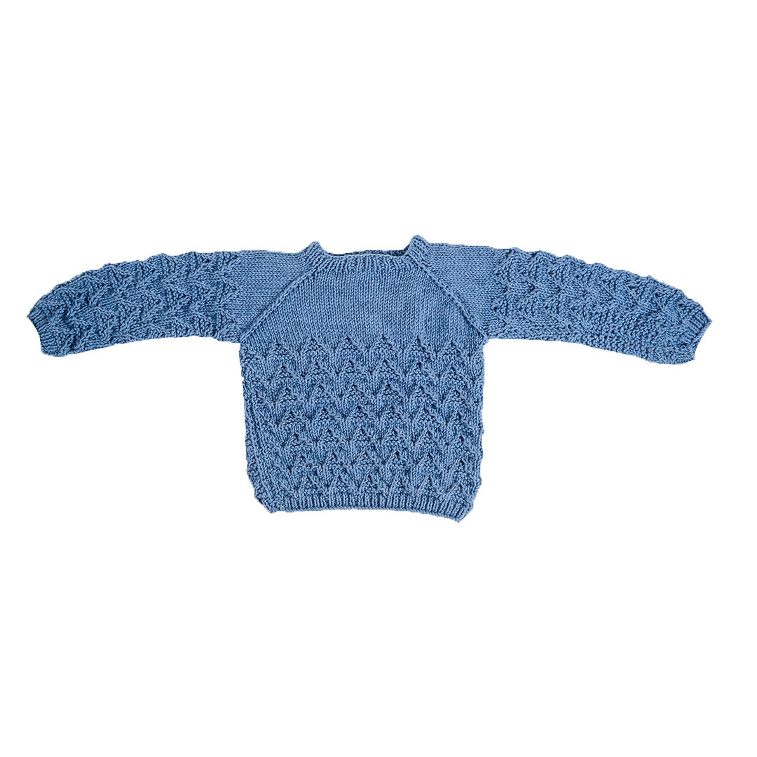 Organic Wool | Pullover | Chambray color- 2 years - Mojopanda Organic Store