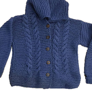 Organic Wool | Hoody | Chambray | Size- 2 years - Mojopanda Organic Store