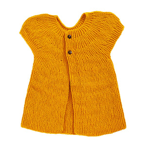 Frock Olive Green, Mustard Yellow & Classic Rose | For Baby Girl | 100% Organic Wool | Size-3 Years - Mojopanda Organic Store