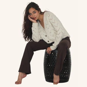 Kaze Woolen Cardigan – Light, Breezy Elegance in Handknitted Wool - Mojopanda Organic Store
