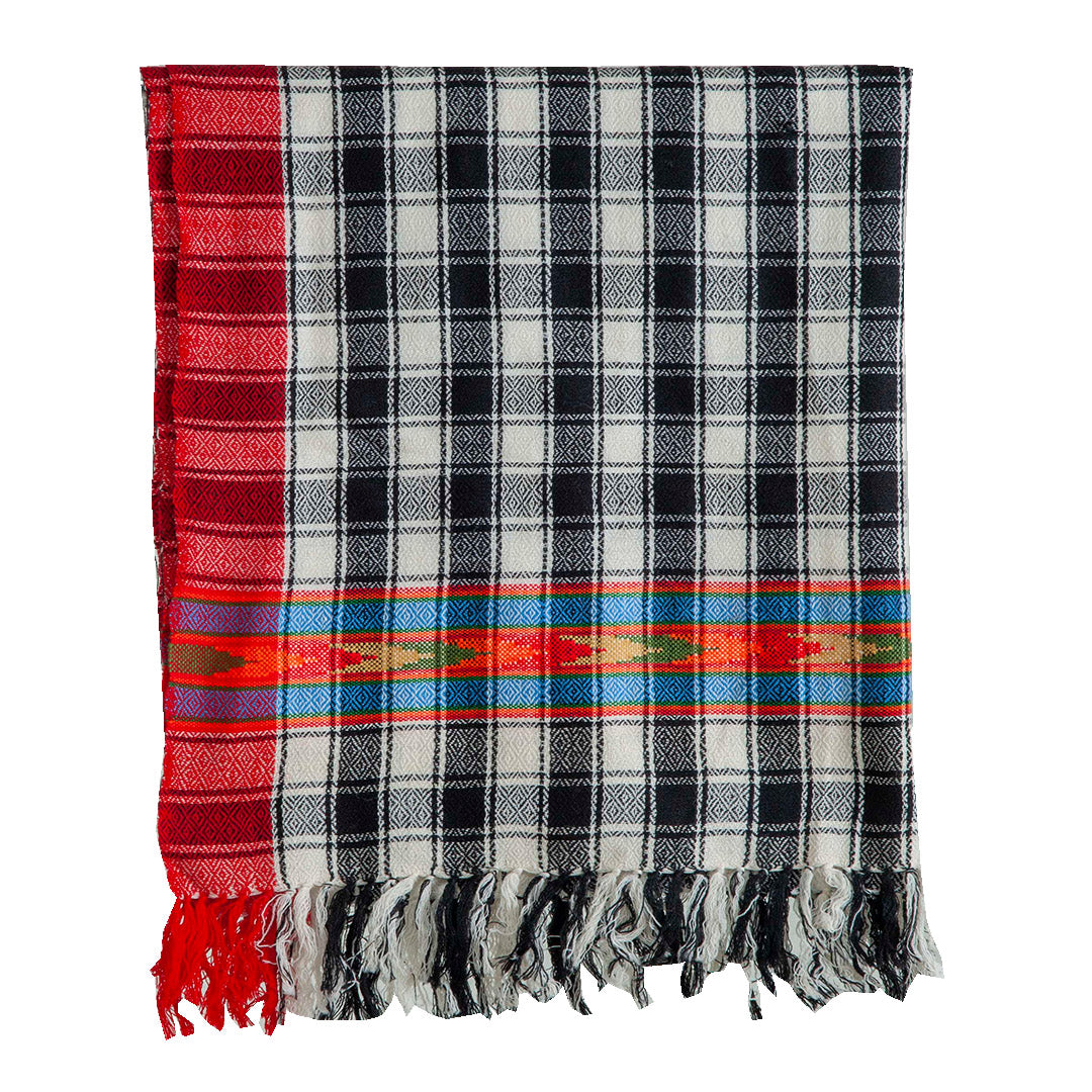 Woolen Stoles & Shawls| Check design | Black & Multi | 70x200 CM | - Mojopanda Organic Store
