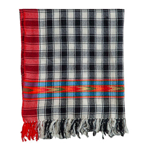 Woolen Stoles & Shawls| Check design | Black & Multi | 70x200 CM | - Mojopanda Organic Store