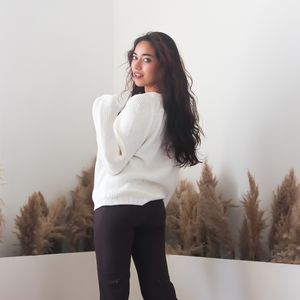Yuki Pullover – Handknitted Winter Elegance for Modern Women - Mojopanda Organic Store