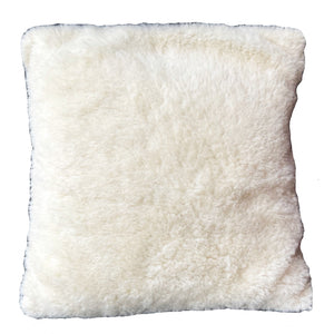 White Cushion with Sherpa Fabric Front and Back - Mojopanda Organic Store