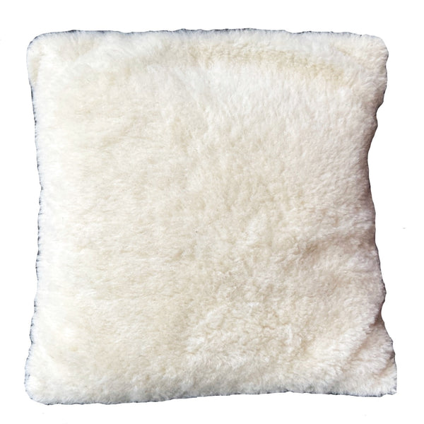 White Cushion with Sherpa Fabric  Front and Back