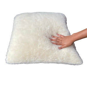 White Cushion with Sherpa Fabric Front and Back - Mojopanda Organic Store