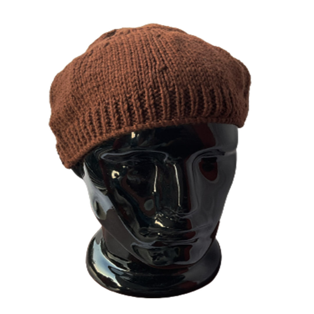 Wool Cap| Unisex | 100% Wool | Brown - Mojopanda Organic Store