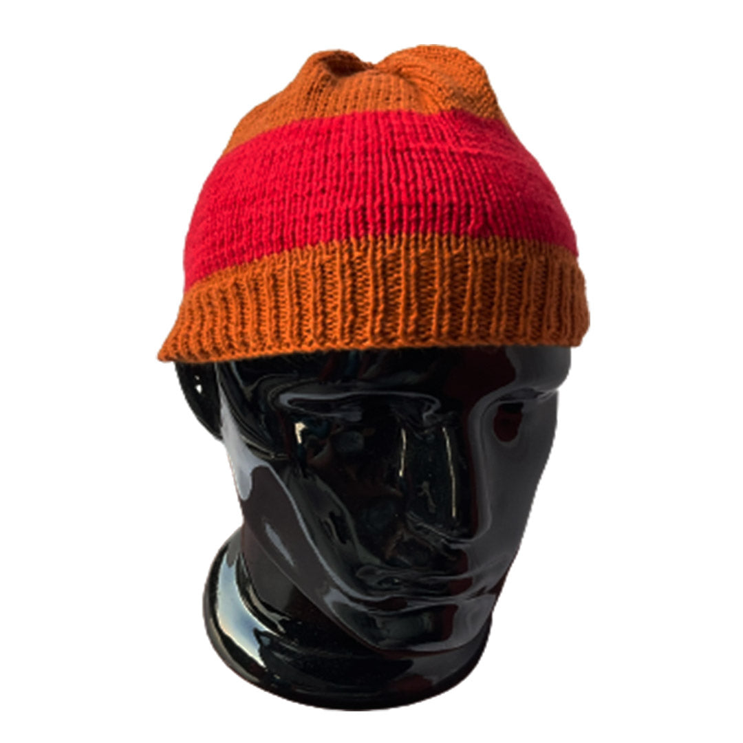 Wool Cap| Unisex | 100% Wool | Rust & Red - Mojopanda Organic Store