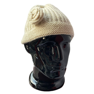 Women Cap | 100% Wool | Cream - Mojopanda Organic Store