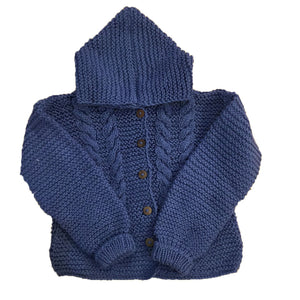 Organic Wool | Hoody | Chambray | Size- 2 years - Mojopanda Organic Store