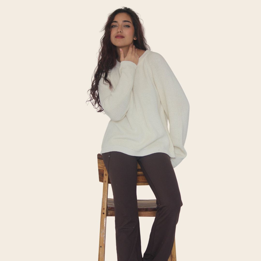 Yuki Pullover – Handknitted Winter Elegance for Modern Women - Mojopanda Organic Store