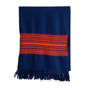 Woole Stoles & Shawls |Navy & Multi | 80x200CM | - Mojopanda Organic Store