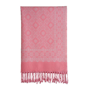 Stoles & Shawls | Pink Woolen S & White | 70x200 CM | - Mojopanda Organic Store