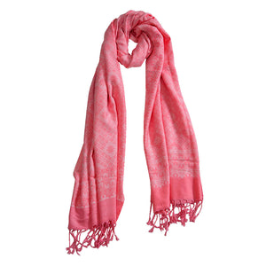 Stoles & Shawls | Pink Woolen S & White | 70x200 CM | - Mojopanda Organic Store