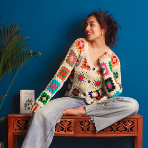 Nanami Woolen Cardigan – Elegant, Sophisticated, Handknitted - Mojopanda Organic Store