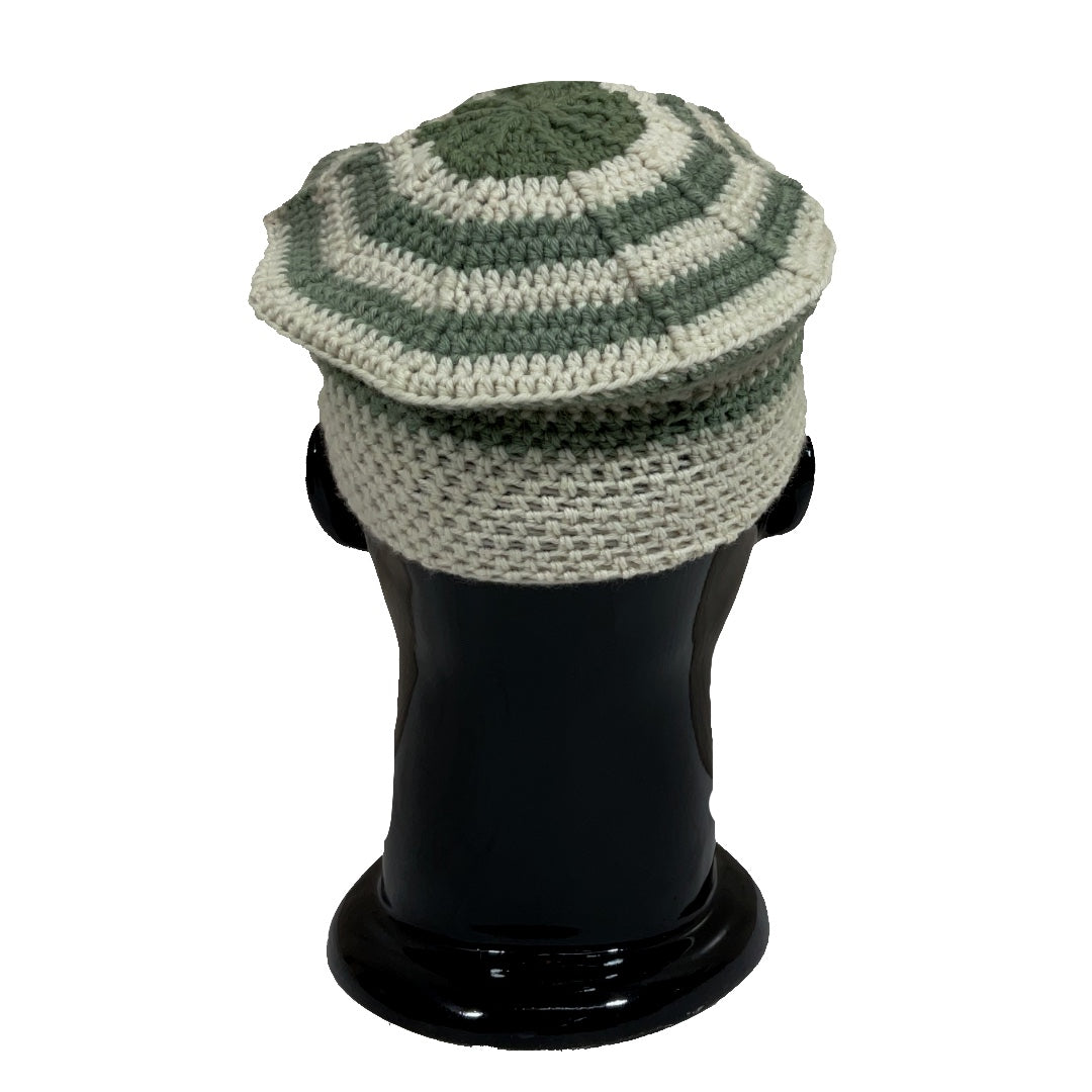 Wool Cap | Crochet | 100% Wool | Unisex | White & Grey - Mojopanda Organic Store