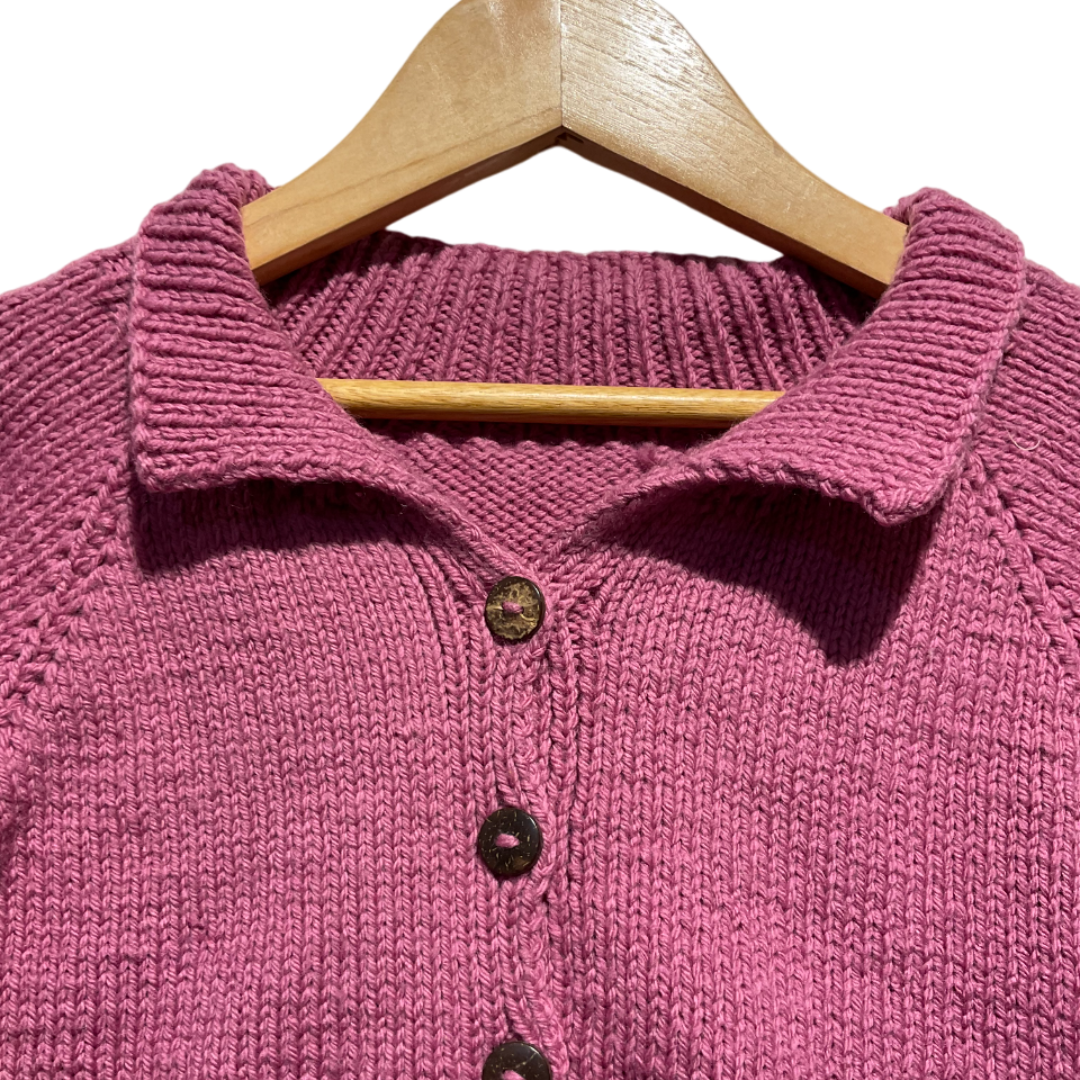 Cardigan | Hand Knit 100% Wool | For Baby Girls| Size-2 Years - Mojopanda Organic Store