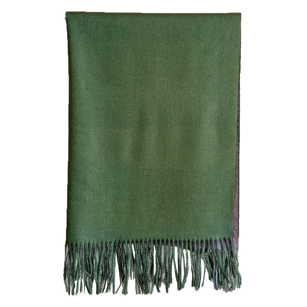 Woolen Revesible Stoles & Shawls |Green & Lilac| 70x180 CM | - Mojopanda Organic Store