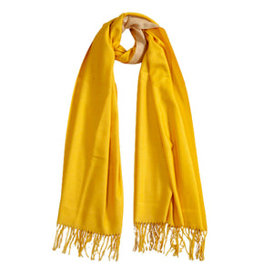 Woolen Reversible Stoles & Shawls |Yellow & Cream | 70x180 CM | - Mojopanda Organic Store