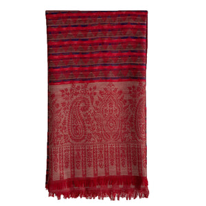 Woolen Stoles & Shawls | Red & Multi| 70x200 CM | - Mojopanda Organic Store