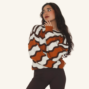 Camellia Pullover – Handknitted Stripes for Modern Women - Mojopanda Organic Store