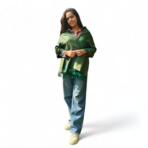 Banana Green Stole | Intricate Paisley Design | For Women - Mojopanda Organic Store