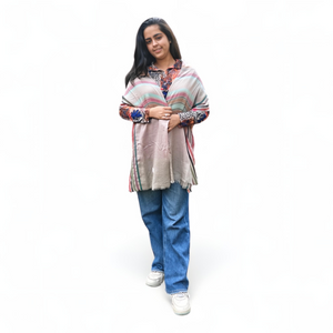 Printed Stole | Blue with Floral Design | For Women - Mojopanda Organic Store