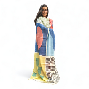 Multi-Color Wool Silk Blended Stole | Elegant Grid Design | For Women - Mojopanda Organic Store