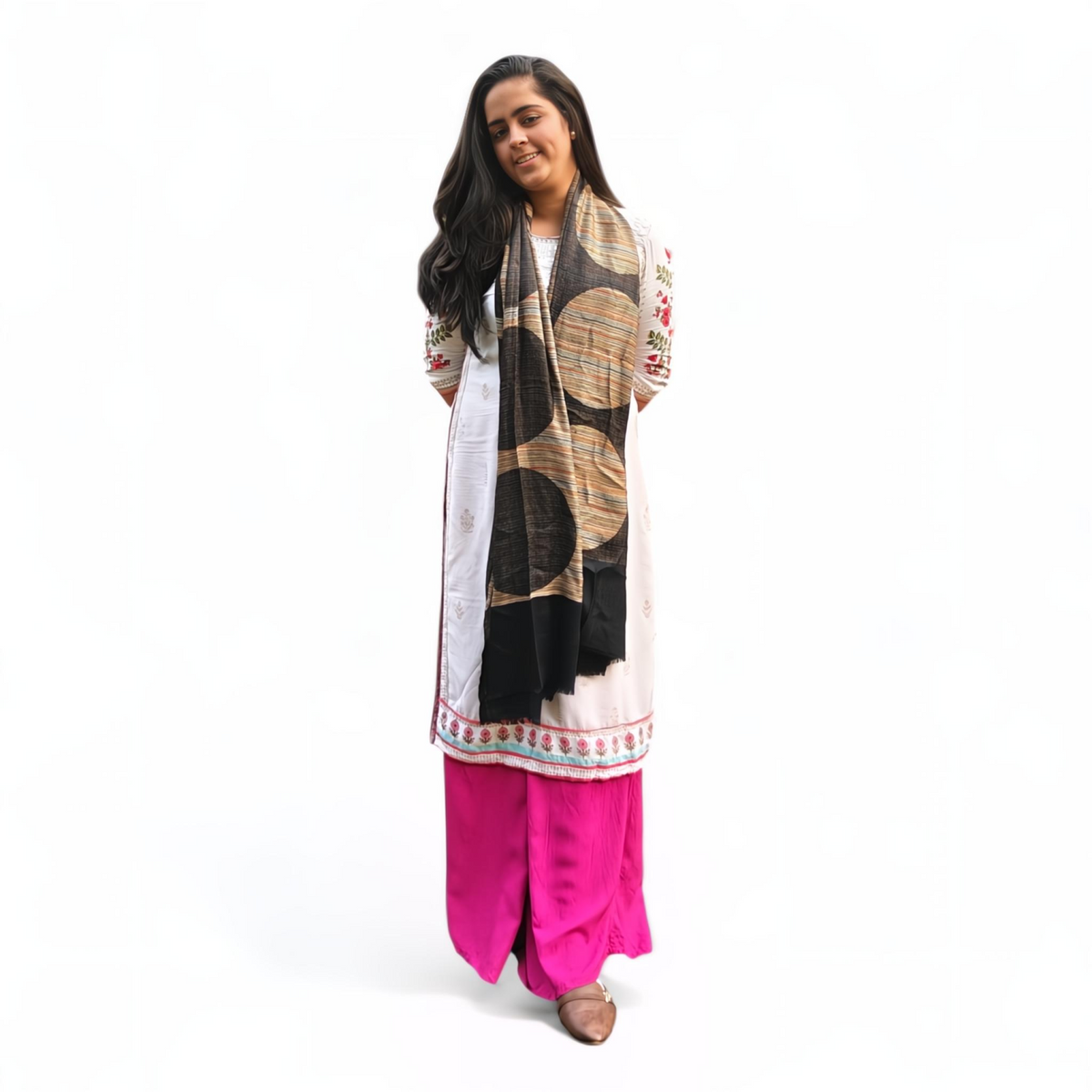 Geometric Print Wool Silk Blended Stole | Modern Design | For Women - Mojopanda Organic Store