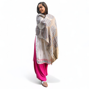 "Multicolor Wool Silk Blended Stole | Elegant Striped Design | For Women - Mojopanda Organic Store
