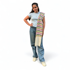 Check Multicolor Wool Silk Blended Stole | Vibrant Plaid Design | For Women - Mojopanda Organic Store