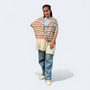 Check Multicolor Wool Silk Blended Stole | Vibrant Plaid Design | For Women - Mojopanda Organic Store