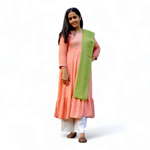 Solid Green Woolen Stole | Soft & Warm | Minimal Classic Design - Mojopanda Organic Store