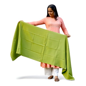 Solid Green Woolen Stole | Soft & Warm | Minimal Classic Design - Mojopanda Organic Store