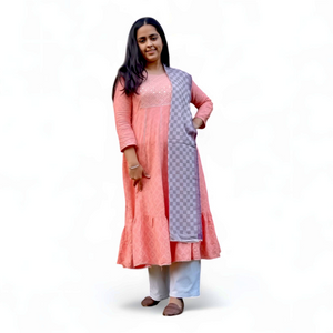Multicolour Check Wool–Silk Stole for Women | Soft, Lightweight & Elegant - Mojopanda Organic Store