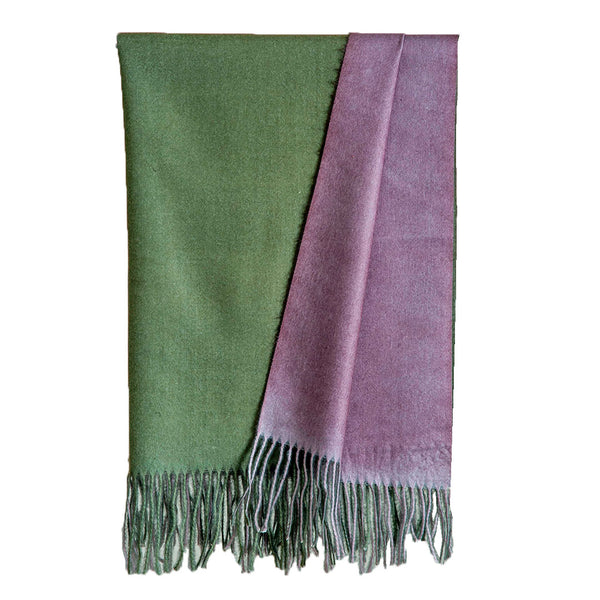 Woolen Revesible Stoles & Shawls |Green & Lilac| 70x180 CM |