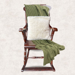 White Cushion with Sherpa Fabric Front and Back - Mojopanda Organic Store