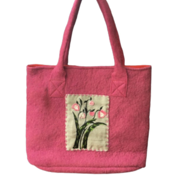 Pink- Organic wool felt Tote Bag