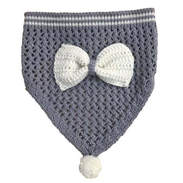 CozyKnit Pet Bandana with Attached Bow
