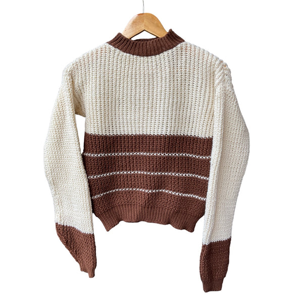 Organic Wool |  Pullover | White & Brown