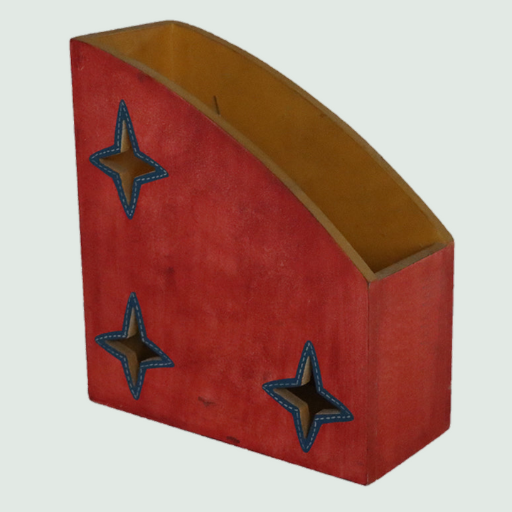 Starry Red Magazine Holder/Rack - Front View