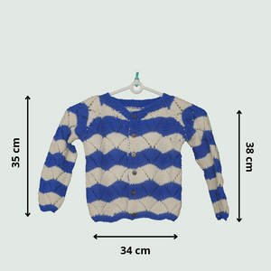 Ocean waves - Woollen Cardigan I 100% Organic wool - Mojopanda Organic Store