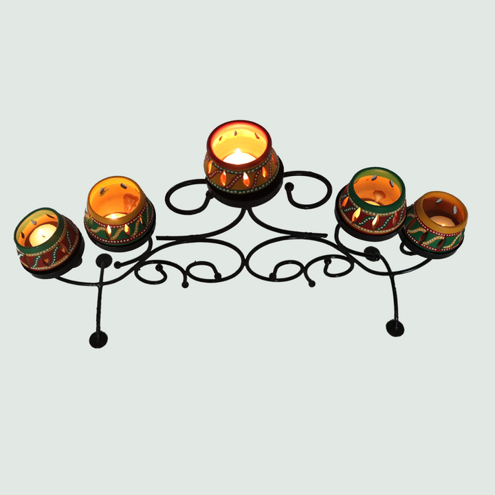 Christmas - T Light Holder with 5 T Light Pots - Top View